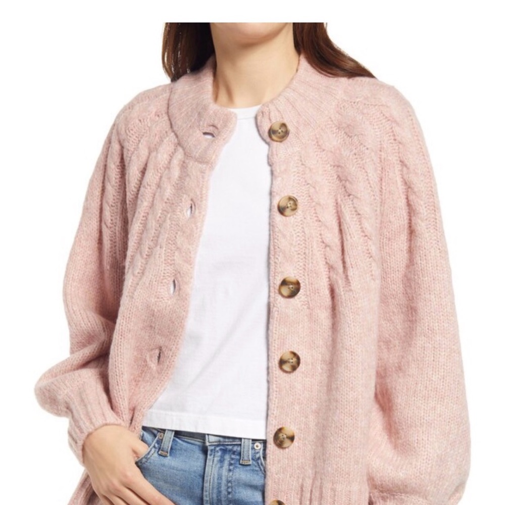 Harwood Cableknit Mockneck Cardigan Sweater